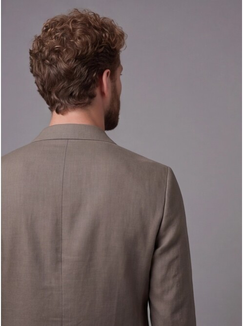 Khaki Notch Lapel Slim Fit Patch Pocket 2-Button Suit