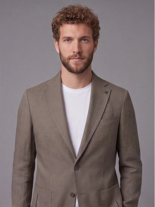 Khaki Notch Lapel Slim Fit Patch Pocket 2-Button Suit