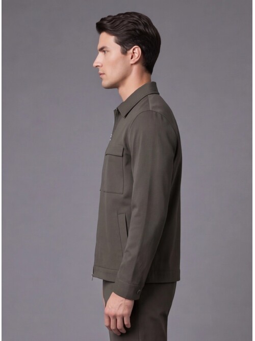 Khaki Safari Pocket Comfort Fit Zip-Up Sport Set