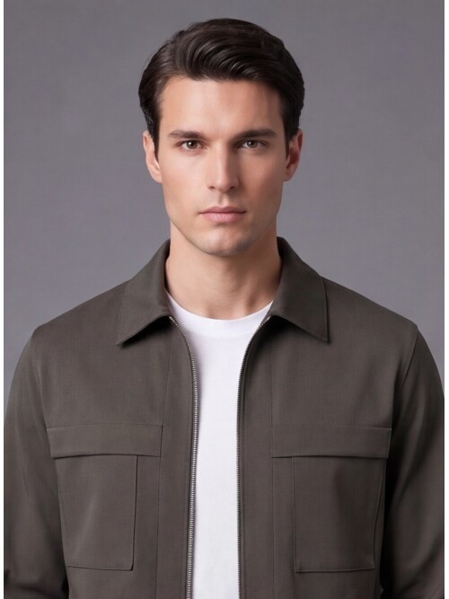 Khaki Safari Pocket Comfort Fit Zip-Up Sport Set