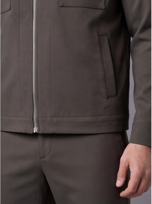 Khaki Safari Pocket Comfort Fit Zip-Up Sport Set