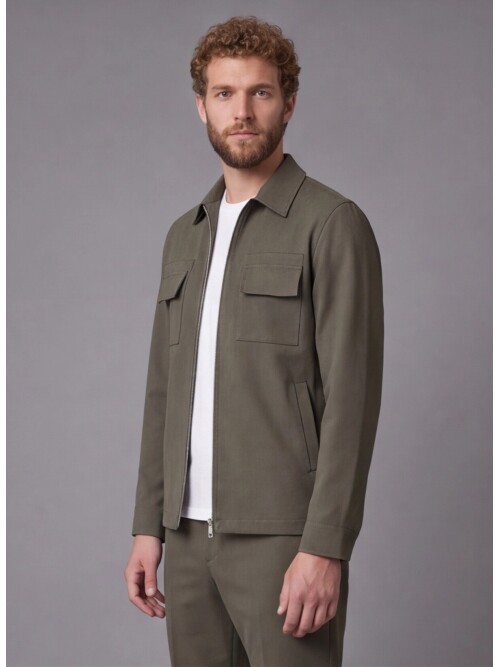Khaki Safari Pocket Zipper Sport Set