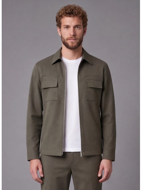 Khaki Safari Pocket Zipper Sport Set