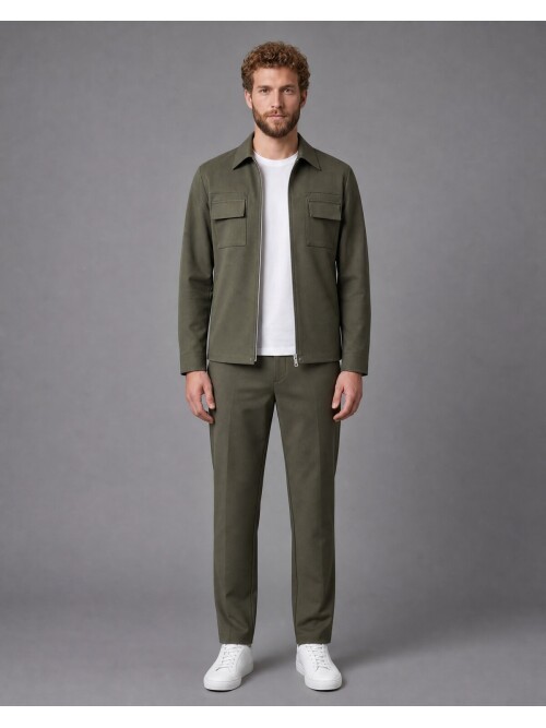 Khaki Safari Pocket Zipper Sport Set