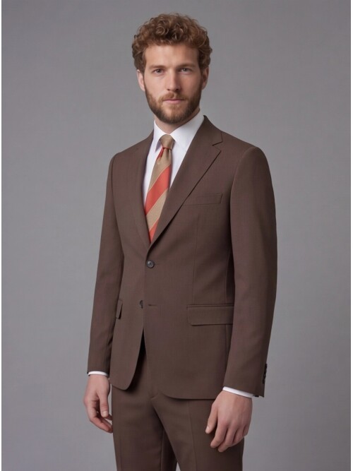 Brown Notch Lapel Slim Fit 2-Button Suit