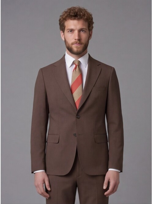Brown Notch Lapel Slim Fit 2-Button Suit