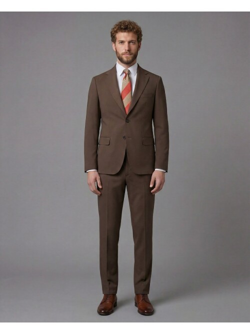Brown Notch Lapel Slim Fit 2-Button Suit