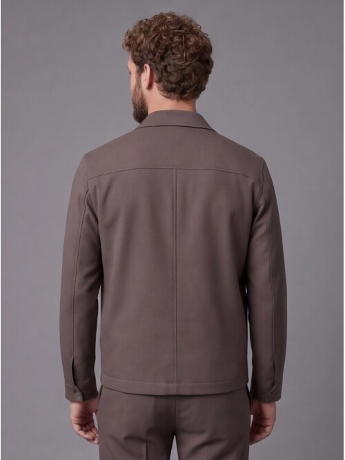 Brown Safari Pocket Zippered Sport Suit