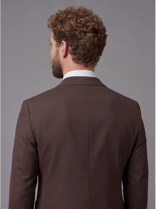 Brown Peak Lapel Slim Fit 2-Button Patch Pocket Suit