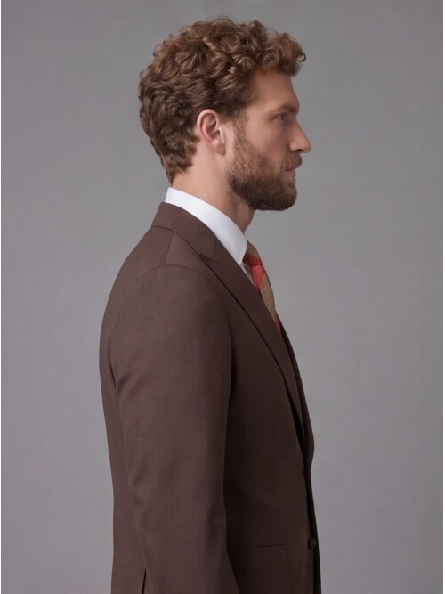 Brown Peak Lapel Slim Fit 2-Button Patch Pocket Suit