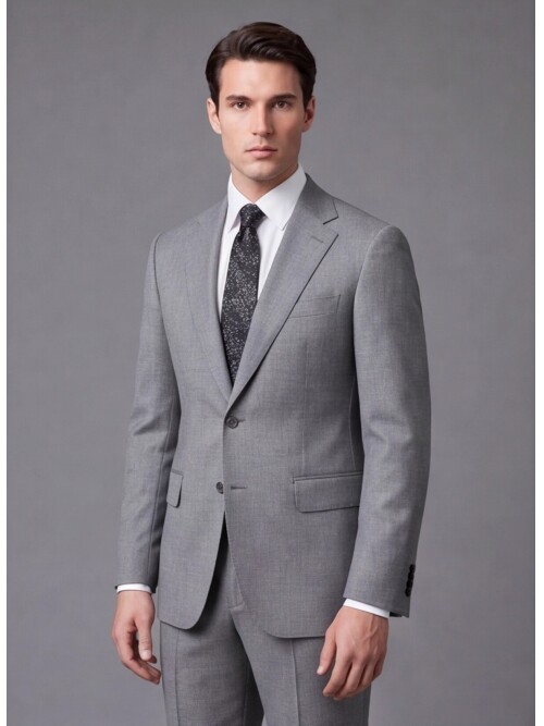 Pinstripe Grey Comfort Fit Notch Lapel Wool Suit