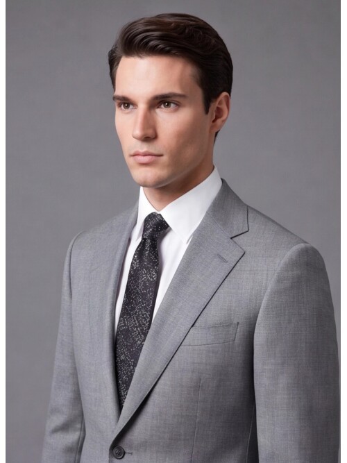 Pinstripe Grey Comfort Fit Notch Lapel Wool Suit