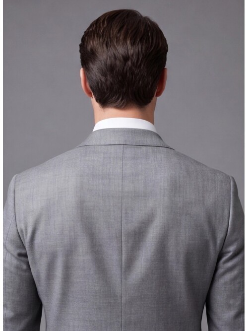 Pinstripe Grey Comfort Fit Notch Lapel Wool Suit