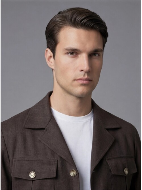 Dark Brown Comfort Fit Unlined Safari Sport Suit