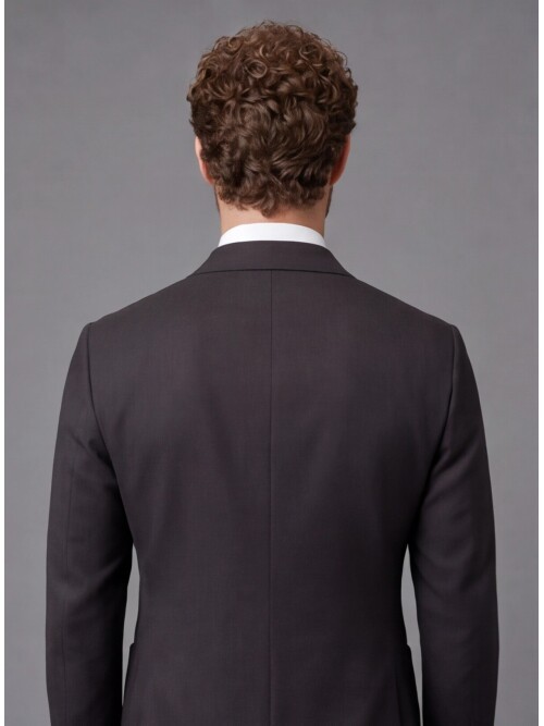Dark Brown Double Breasted Jacket and Beige Trousers Slim Fit Combined Suit