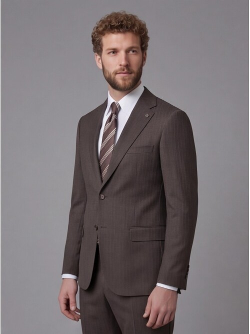 Dark Brown Notch Lapel Comfort Fit Suit
