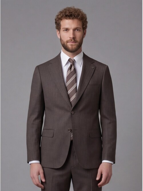 Dark Brown Notch Lapel Comfort Fit Suit