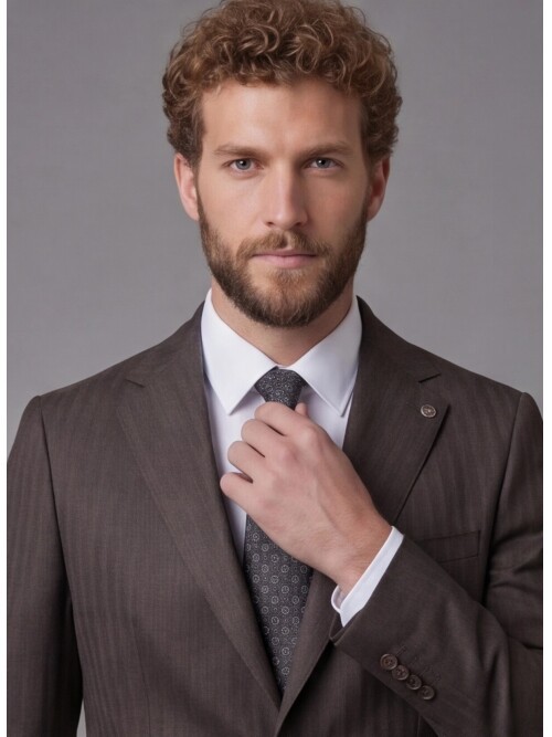 Dark Brown Notch Lapel Comfort Fit Suit