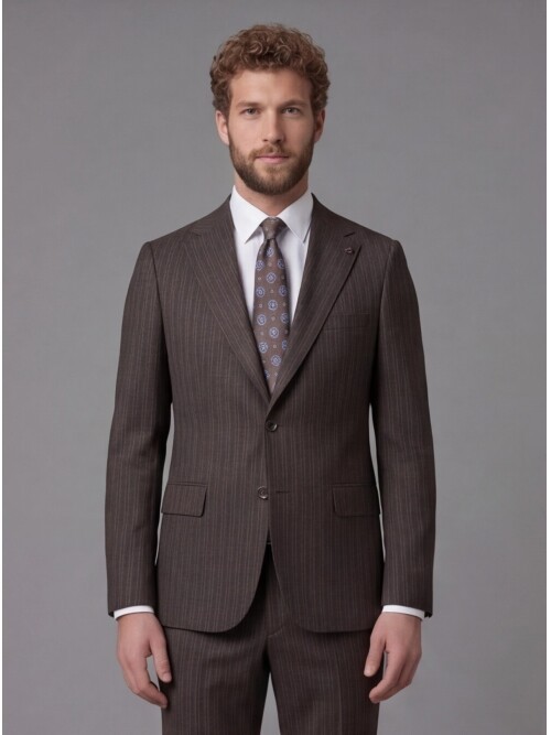 Dark Brown Notch Lapel Comfort Fit Suit