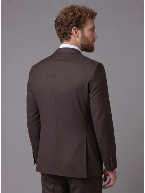 Dark Brown Notch Lapel Comfort Fit Suit