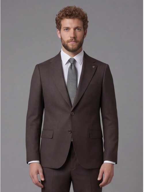 Dark Brown Notch Lapel Comfort Fit Suit