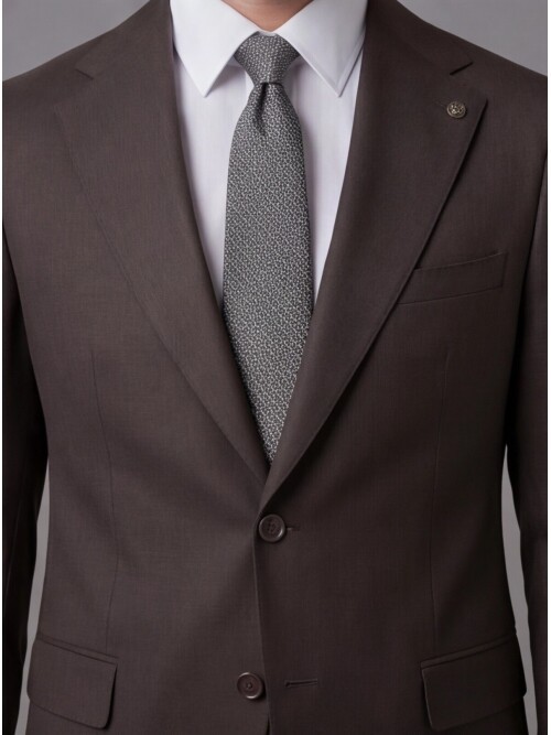 Dark Brown Notch Lapel Comfort Fit Suit