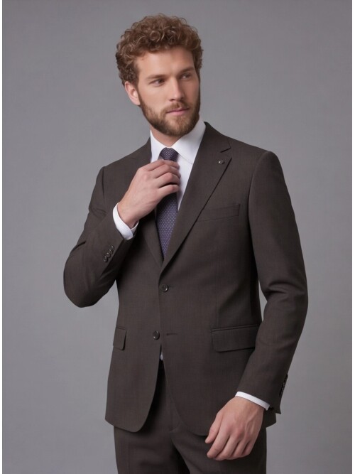 Dark Brown Notch Lapel Slim Fit 2-Button Suit