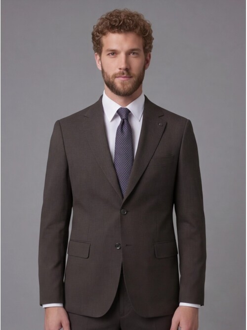Dark Brown Notch Lapel Slim Fit 2-Button Suit