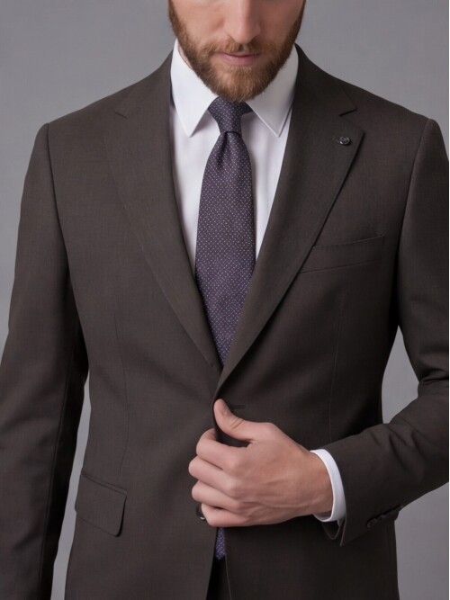 Dark Brown Notch Lapel Slim Fit 2-Button Suit