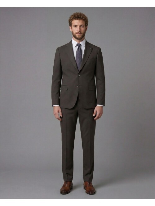 Dark Brown Notch Lapel Slim Fit 2-Button Suit