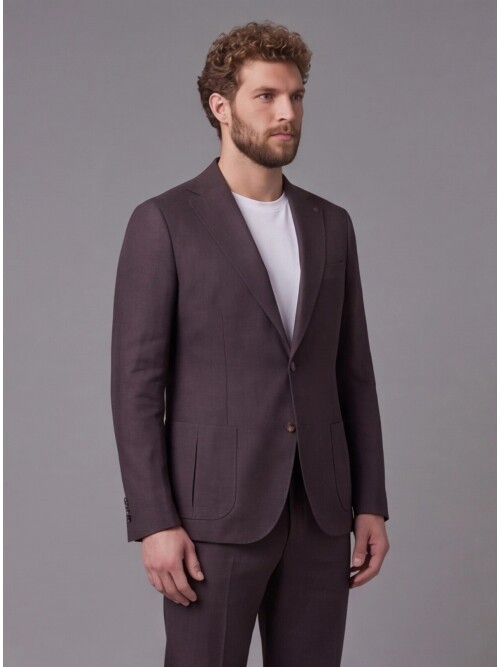 Dark Brown Notch Lapel Slim Fit Patch Pocket 2-Button Suit