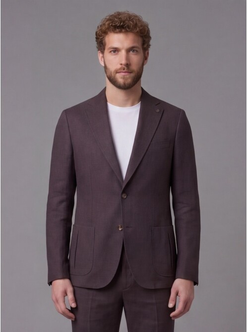 Dark Brown Notch Lapel Slim Fit Patch Pocket 2-Button Suit