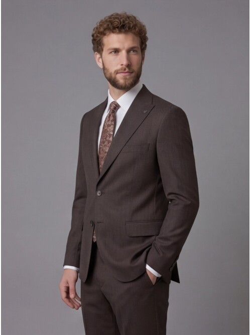 Dark Brown Peak Lapel Comfort Fit Fully Lined Suit