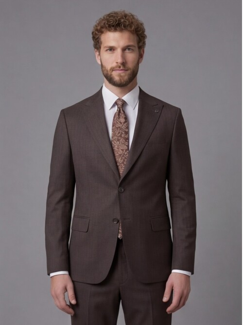 Dark Brown Peak Lapel Comfort Fit Fully Lined Suit