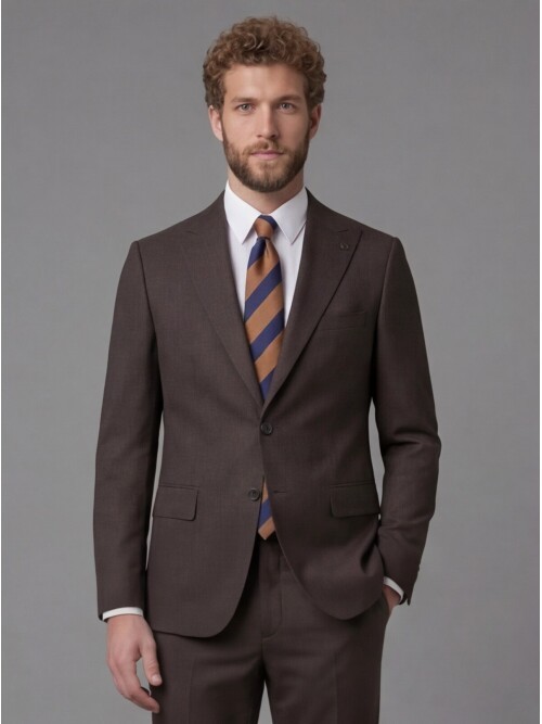 Dark Brown Peak Lapel Comfort Fit Fully Lined Suit