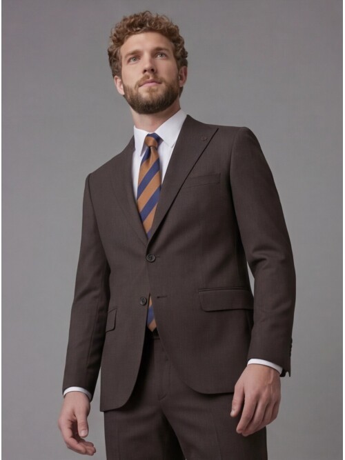 Dark Brown Peak Lapel Comfort Fit Fully Lined Suit