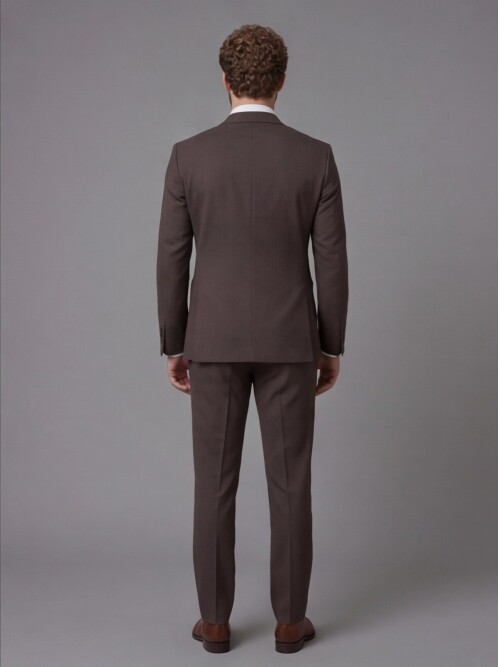 Dark Brown Peak Lapel Slim Fit 2-Button Patch Pocket Suit