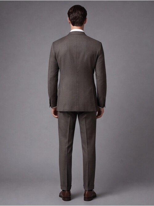 Dark Brown Wool Comfort Fit Double-Breasted Suit