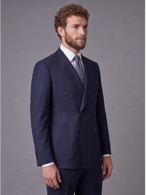 Lacivert Comfort Fit Kruvaze Takım Elbise