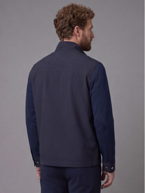 Lacivert Hakim Yaka Fermuarlı Comfort Fit Kısa Mont