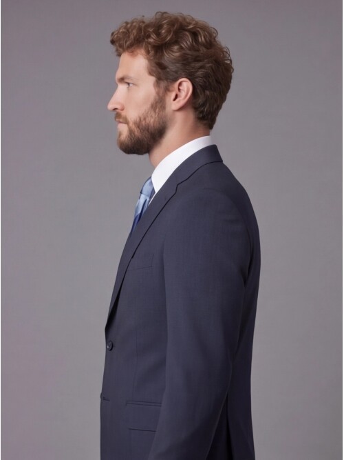 Lacivert Mono Yaka Comfort Fit 2 Düğmeli Takım Elbise