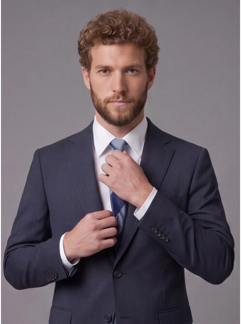 Lacivert Mono Yaka Comfort Fit 2 Düğmeli Takım Elbise