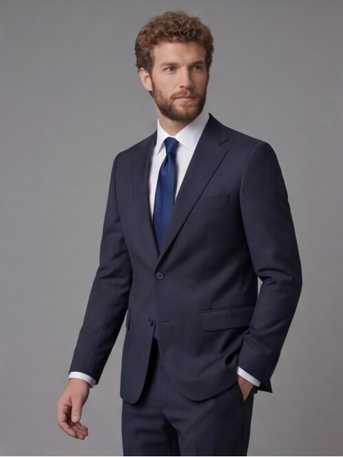 Navy Blue Notch Lapel Comfort Fit Suit