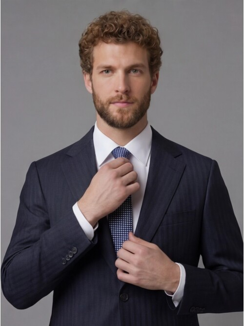Navy Blue Notch Lapel Comfort Fit Suit