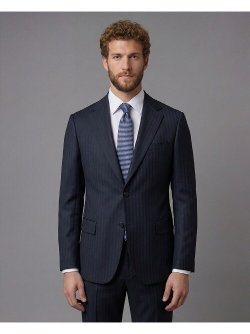 Navy Blue Notch Lapel Comfort Fit Suit