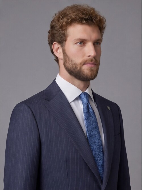Navy Blue Notch Lapel Comfort Fit Suit