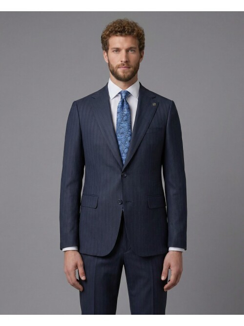 Navy Blue Notch Lapel Comfort Fit Suit