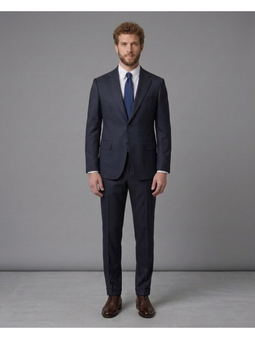 Navy Blue Notch Lapel Comfort Fit Suit