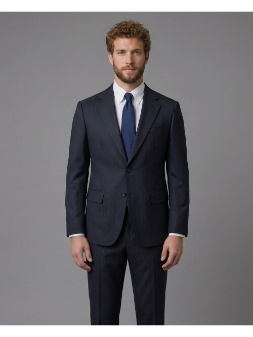 Navy Blue Notch Lapel Comfort Fit Suit