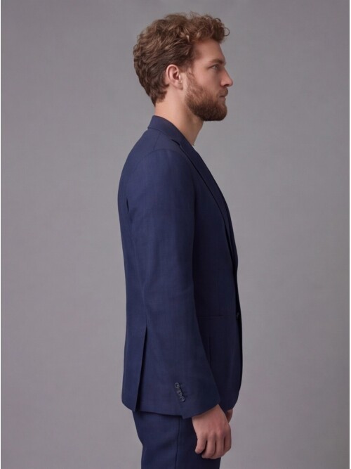 Navy Notch Lapel Slim Fit Patch Pocket 2-Button Suit